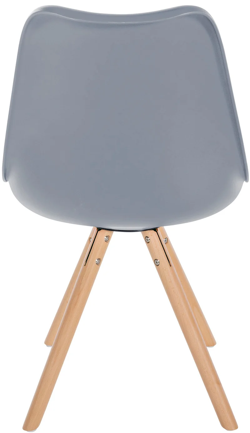 Chaise de salle à manger x1 style scandinave assise en plastique gris et pieds ronds en bois clair 10_0001446