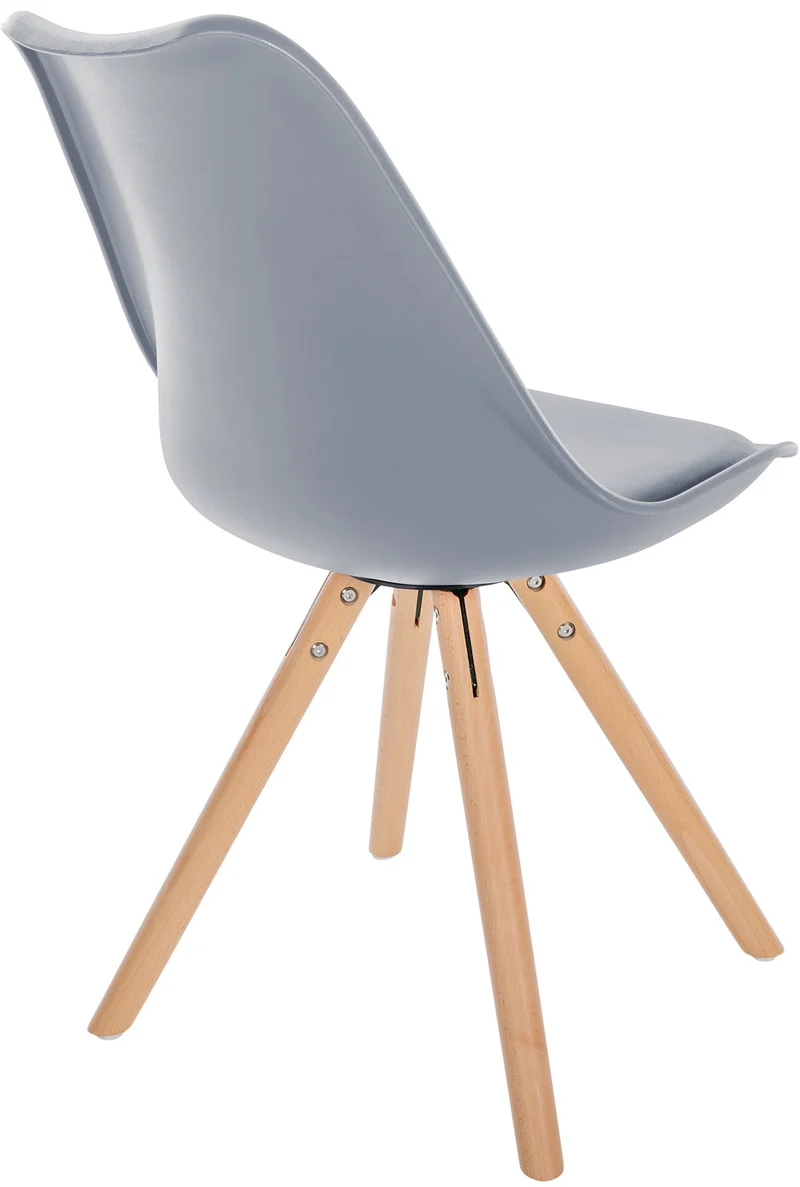Chaise de salle à manger x1 style scandinave assise en plastique gris et pieds ronds en bois clair 10_0001446