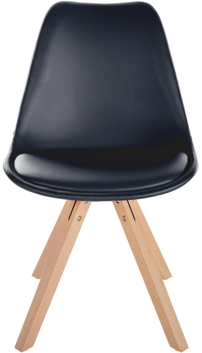 Chaise de salle à manger x1 style scandinave assise en PVC noir et pieds carrés en bois clair 10_0001441