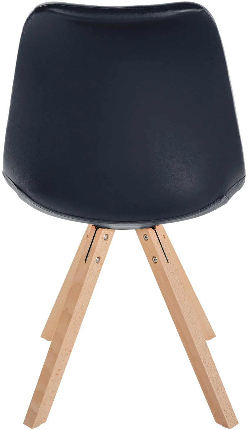 Chaise de salle à manger x1 style scandinave assise en PVC noir et pieds carrés en bois clair 10_0001441