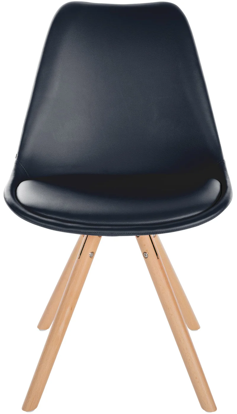 Chaise de salle à manger x1 style scandinave assise en PVC noir et pieds ronds en bois clair 10_0001434