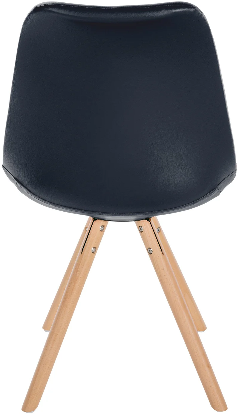 Chaise de salle à manger x1 style scandinave assise en PVC noir et pieds ronds en bois clair 10_0001434