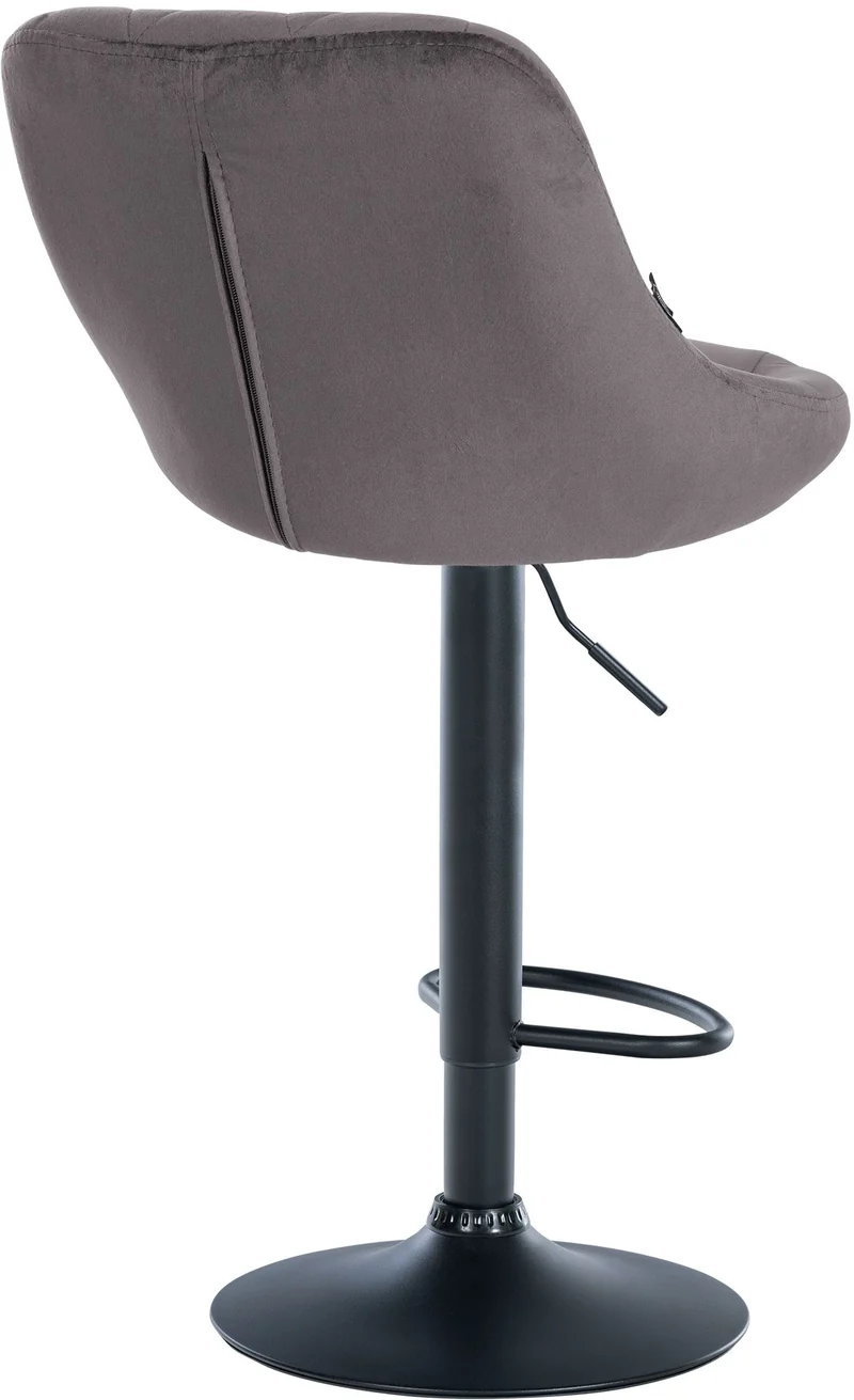 Set de 2 tabourets de bar coutures décoratives losanges assise en velours gris et cadre en métal noir TDB10779