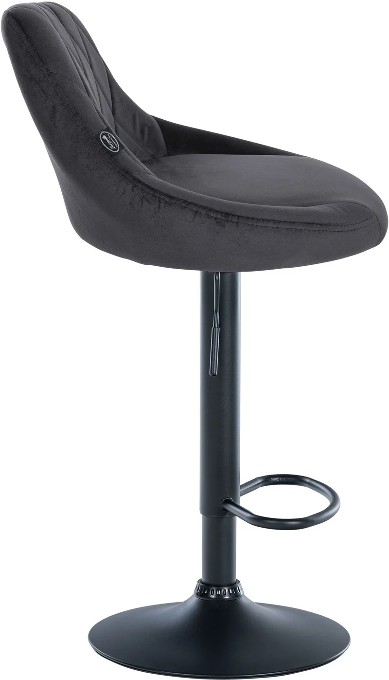 Set de 2 tabourets de bar coutures décoratives losanges assise en velours gris foncé et cadre en métal noir TDB10777