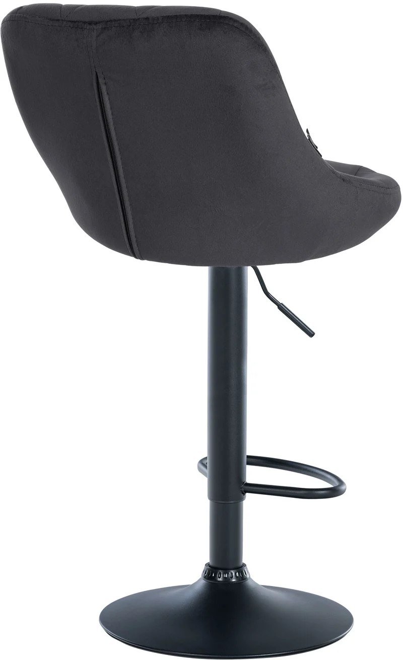 Set de 2 tabourets de bar coutures décoratives losanges assise en velours gris foncé et cadre en métal noir TDB10777