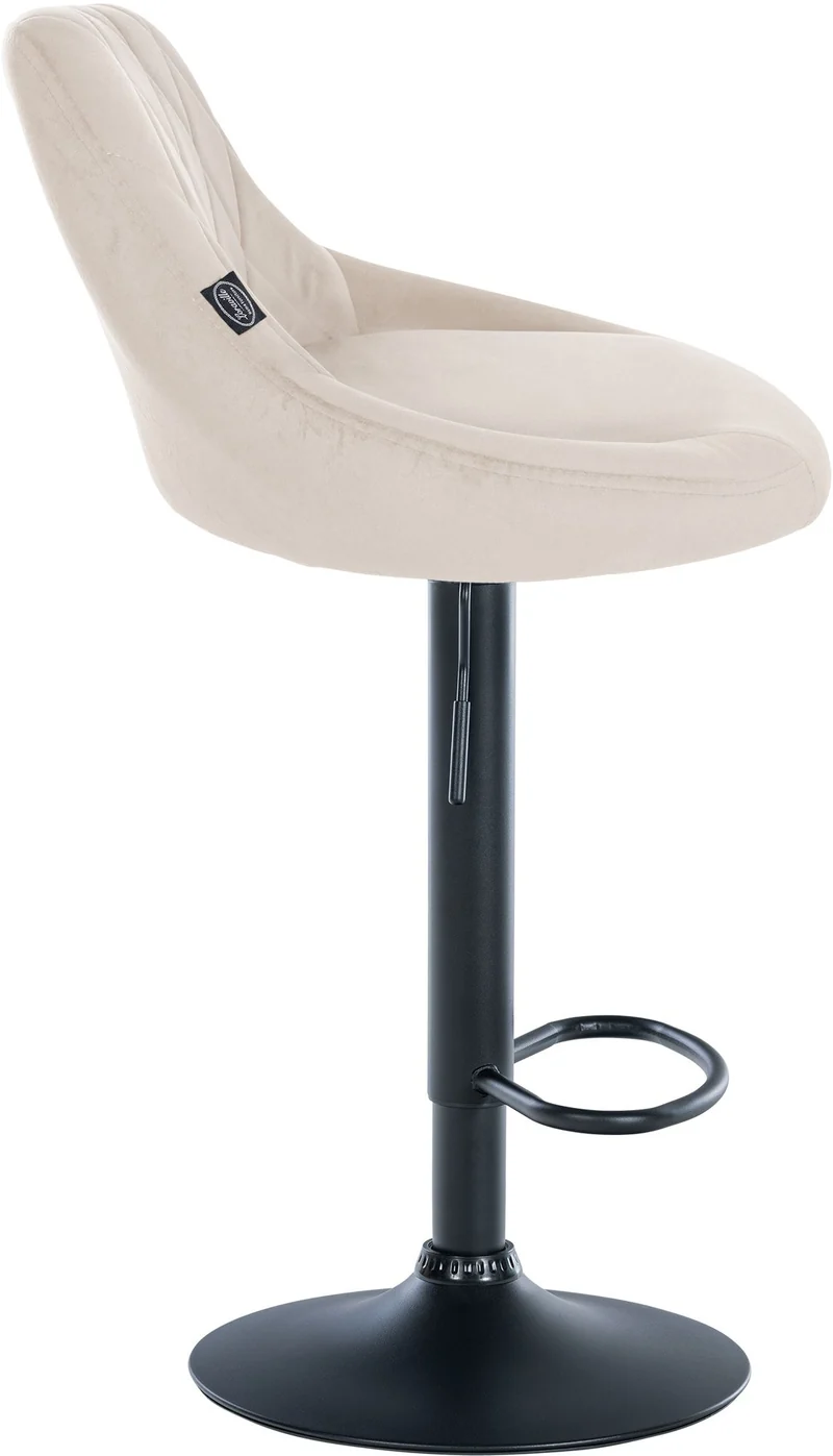 Set de 2 tabourets de bar coutures décoratives losanges assise en velours crème et cadre en métal noir TDB10776