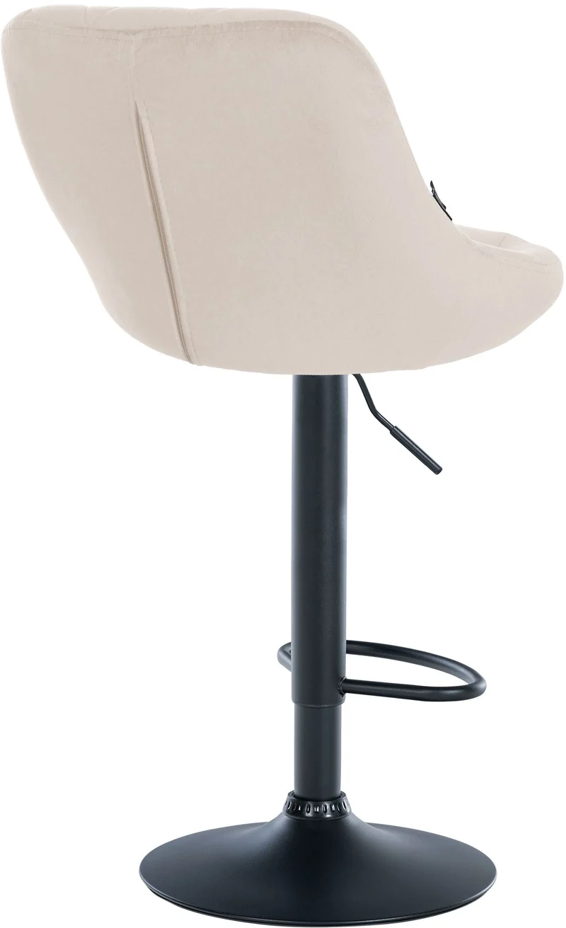 Set de 2 tabourets de bar coutures décoratives losanges assise en velours crème et cadre en métal noir TDB10776