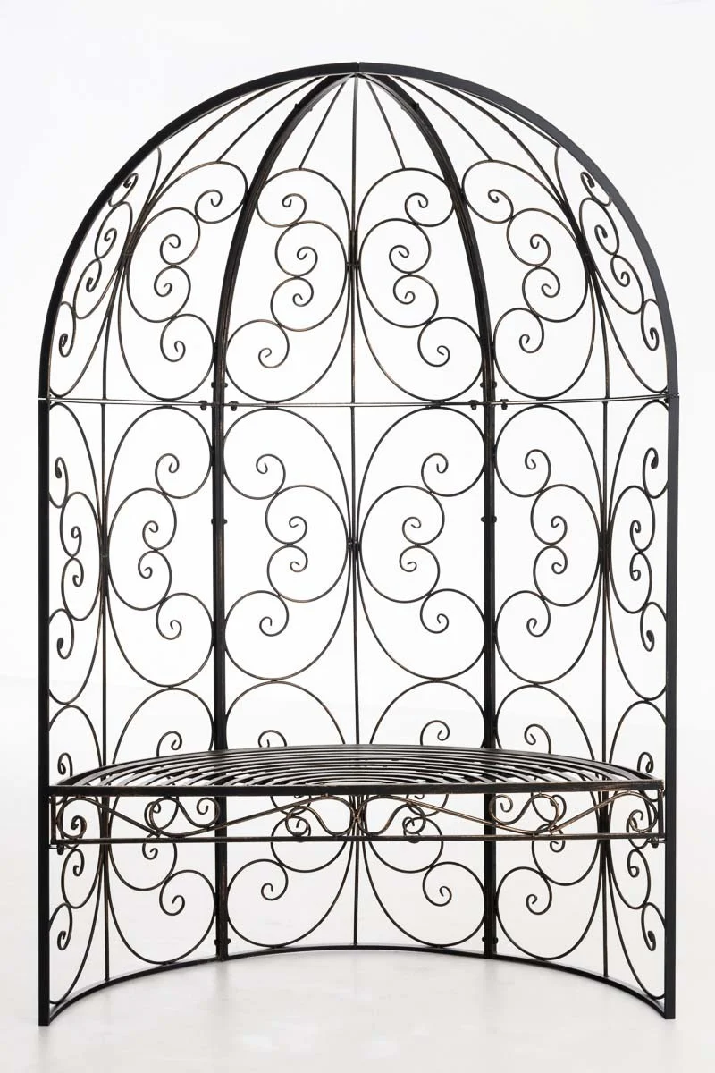 Banc de jardin avec arche à rosiers en métal bronze vieilli style vintage MDJ10184