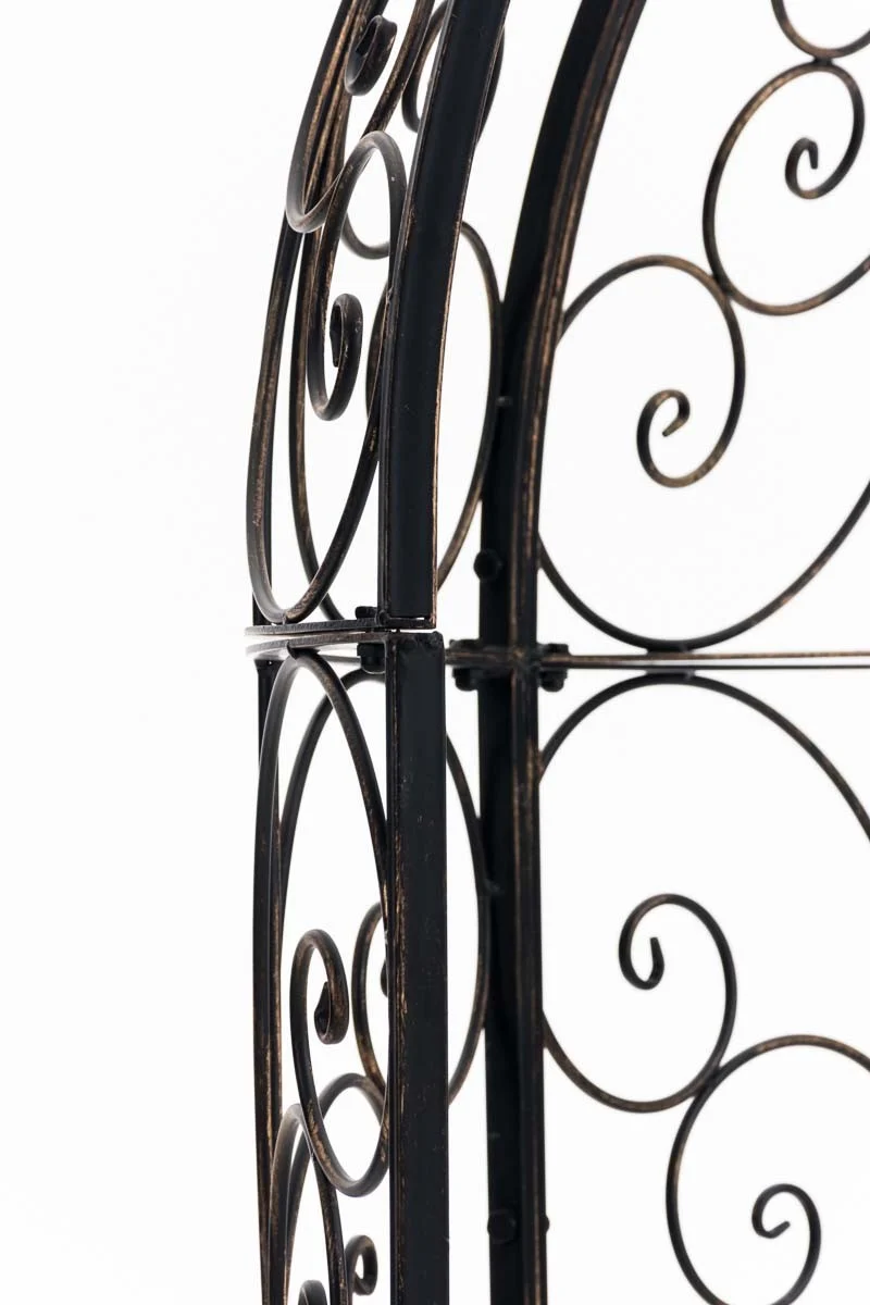 Banc de jardin avec arche à rosiers en métal bronze vieilli style vintage MDJ10184