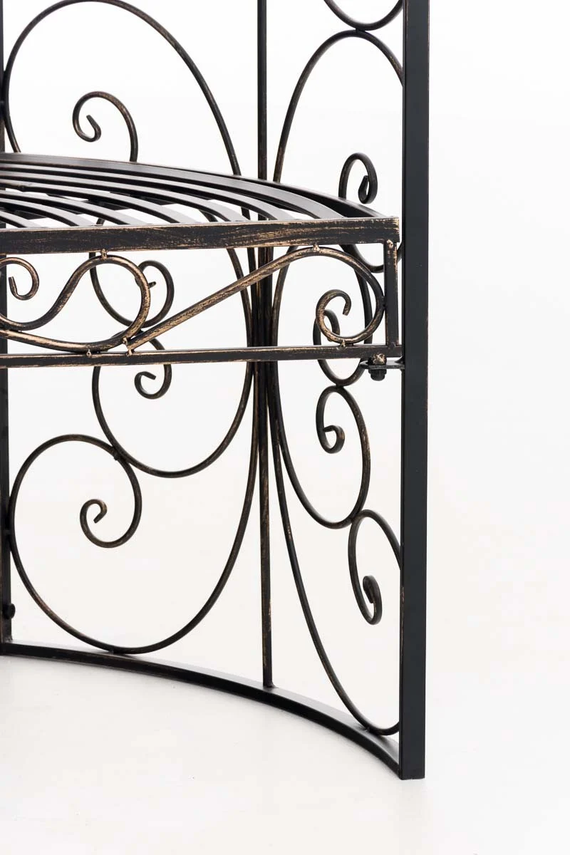 Banc de jardin avec arche à rosiers en métal bronze vieilli style vintage MDJ10184