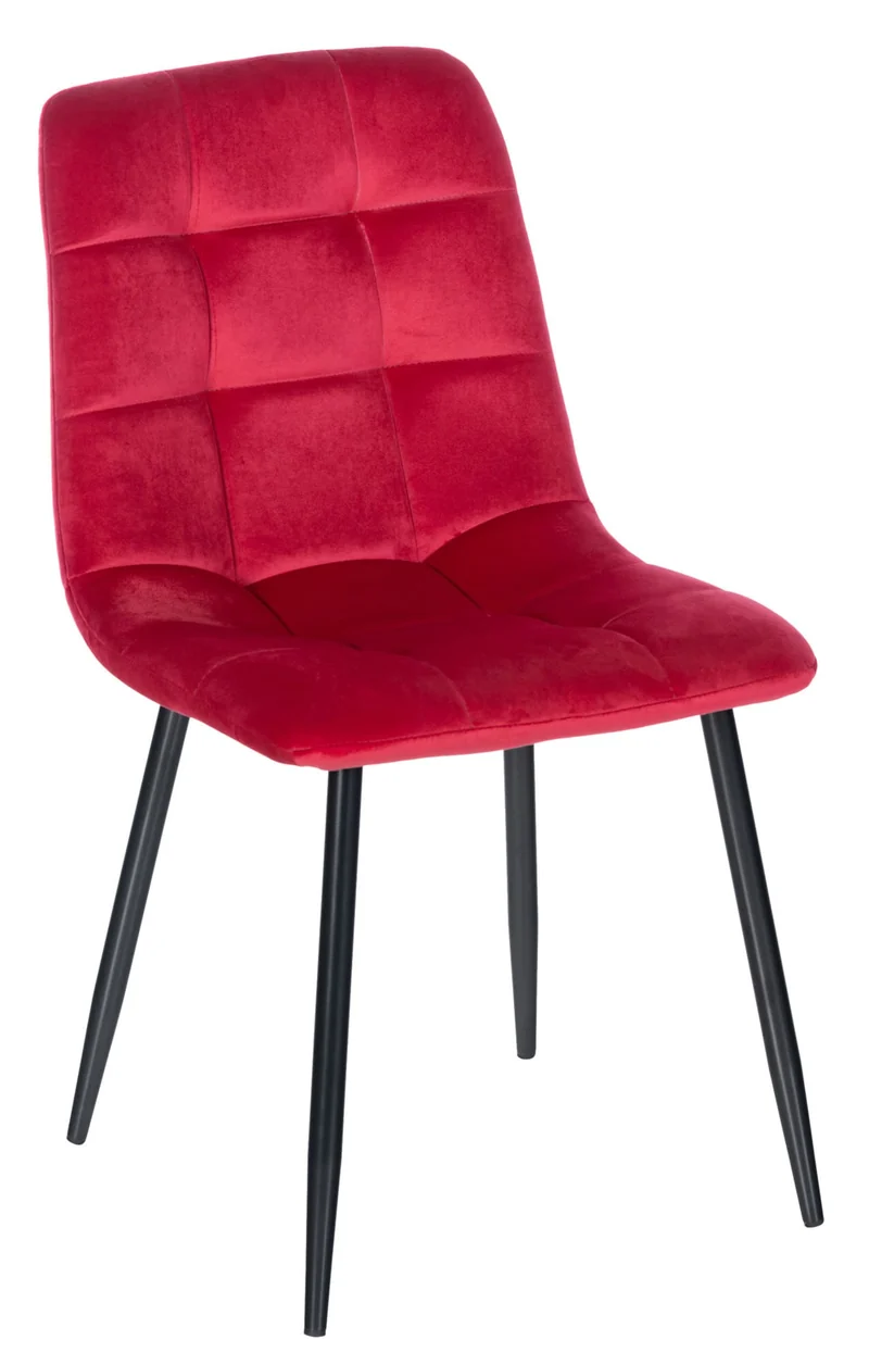 Lot de 4 chaises de salle à manger style moderne et confortable en velours rouge et métal noir 10_0001790
