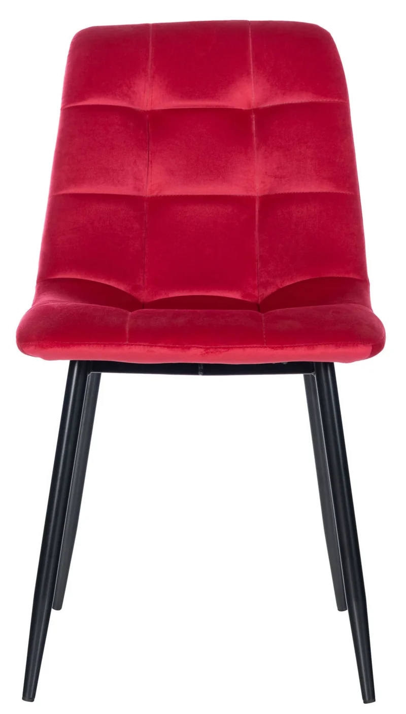 Lot de 4 chaises de salle à manger style moderne et confortable en velours rouge et métal noir 10_0001790