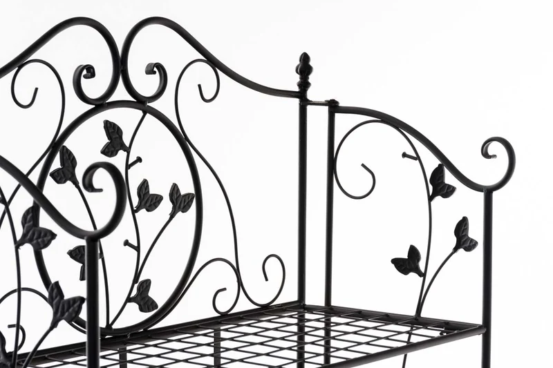 Étagère pliable support plantes chaussures stable avec trois espaces de rangement en métal noir 10_0003992