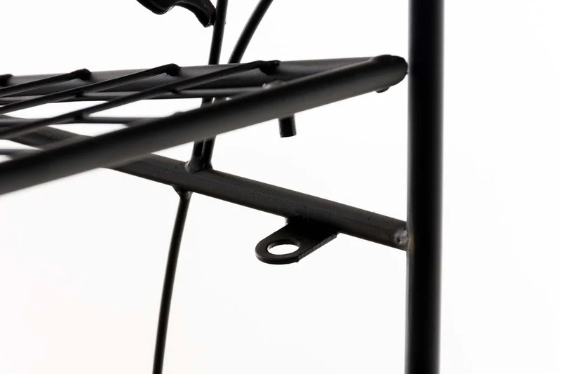 Étagère pliable support plantes chaussures stable avec trois espaces de rangement en métal noir 10_0003992