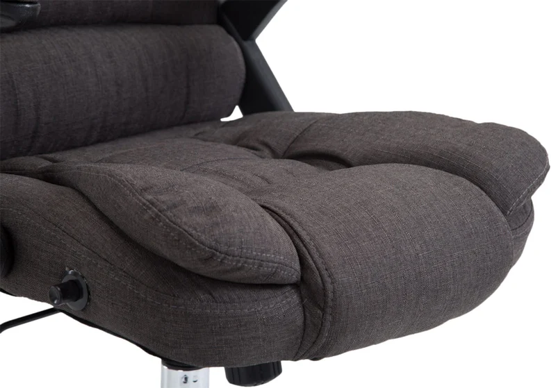 Fauteuil de bureau XXL sur roulettes confortablement rembourrés avec accoudoirs en tissu gris foncé et métal chromé 10_0002664