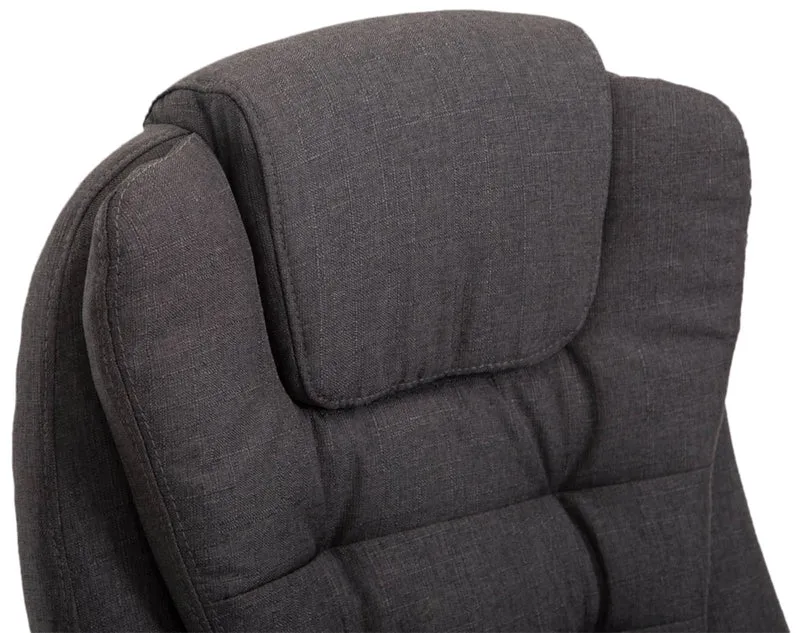 Fauteuil de bureau XXL sur roulettes confortablement rembourrés avec accoudoirs en tissu gris foncé et métal chromé 10_0002664