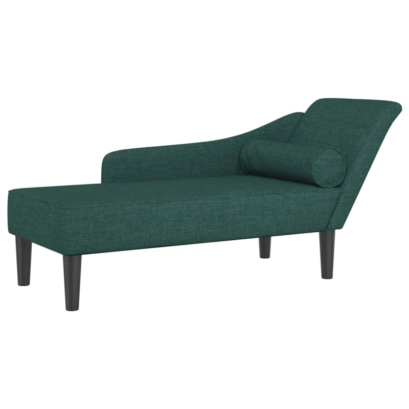 Méridienne chaise longue pour intérieur avec coussins en tissu vert foncé DEC026103