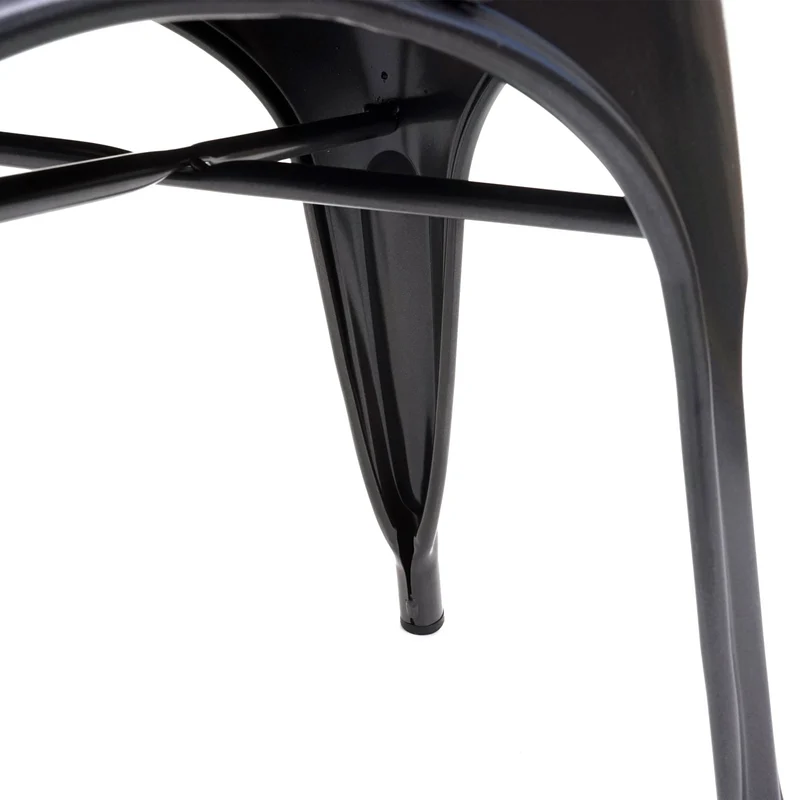 4x chaises de salle à manger cuisine design industriel en métal noir assise synthétique gris 04_0000597