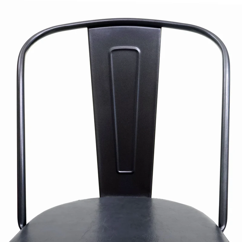 4x chaises de salle à manger cuisine design industriel en métal noir assise synthétique gris 04_0000597