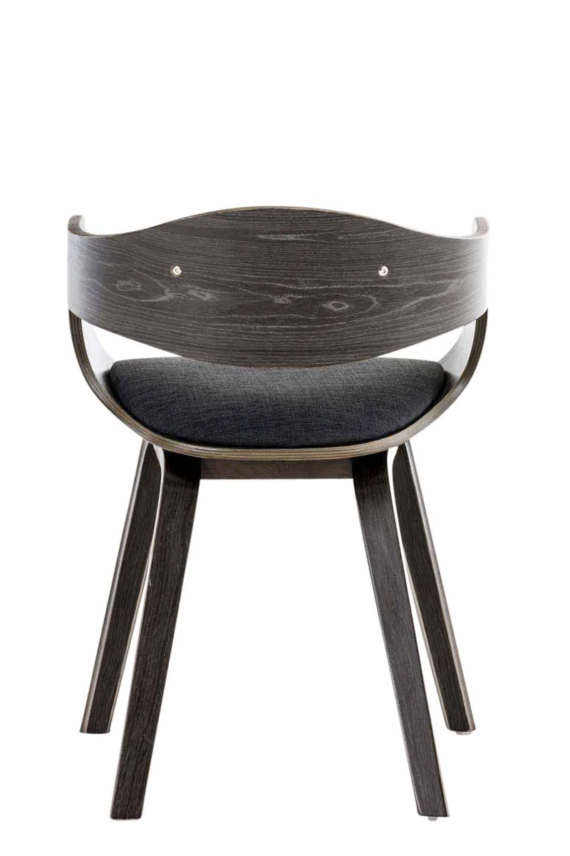 Chaise de bureau sans roulettes visiteur en tissu et bois design retro et confort maximal gris foncé BUR10551