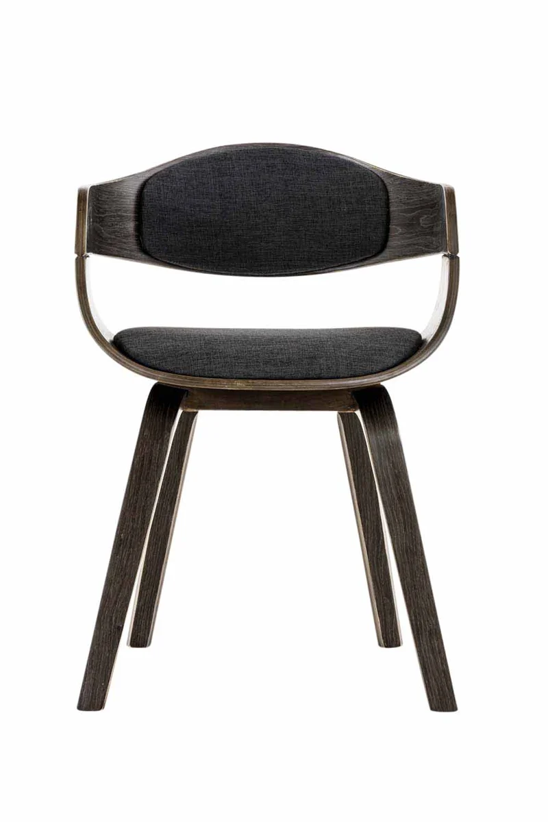 Chaise de bureau sans roulettes visiteur en tissu et bois design retro et confort maximal gris foncé BUR10551