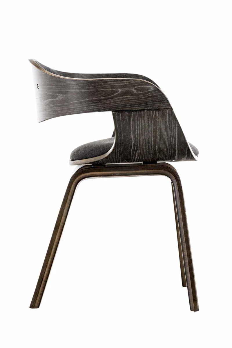 Chaise de bureau sans roulettes visiteur en tissu et bois design retro et confort maximal gris foncé BUR10551