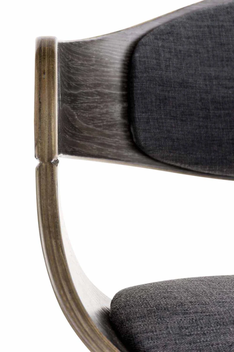 Chaise de bureau sans roulettes visiteur en tissu et bois design retro et confort maximal gris foncé BUR10551