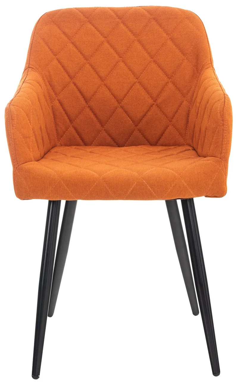 Chaise de salle à manger design retro coutures décoratives en losanges assise en tissu orange 10_0002114
