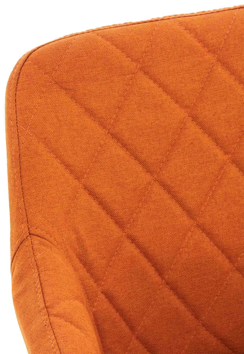 Chaise de salle à manger design retro coutures décoratives en losanges assise en tissu orange 10_0002114