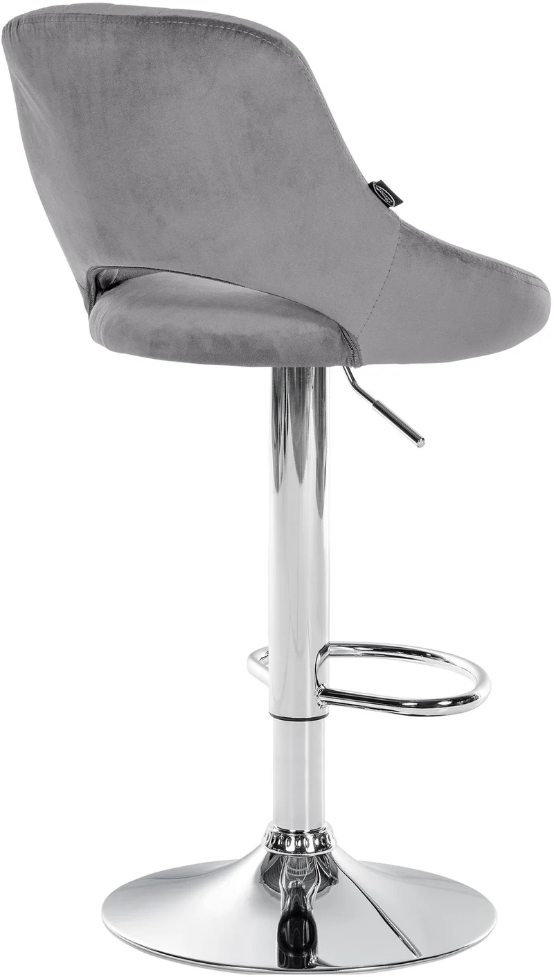 Lot de 2 tabourets de bar avec repose-pieds en forme d'arc assise en tissu gris cadre en métal TDB10758