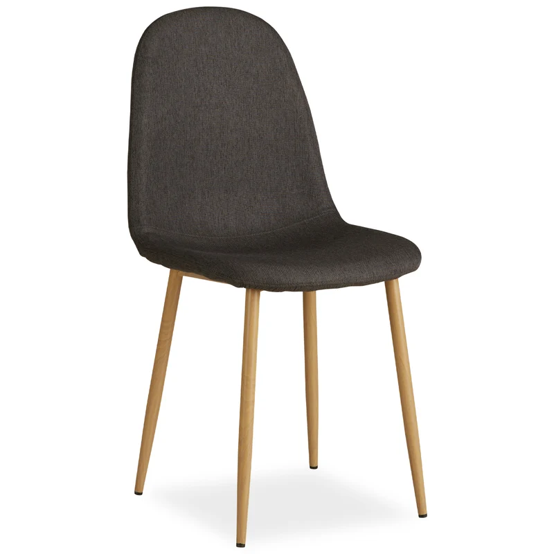 Lot de 6 chaises de salle à manger cuisine confortable et moderne en tissu anthracite pieds métal aspect bois CDS06303