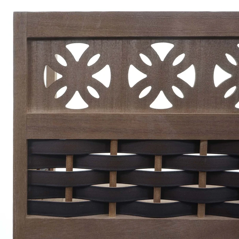 Étagère sur pied pliable 4 niveaux cadre en bois tissage en polyrotin 110 cm marron foncé 04_0008646