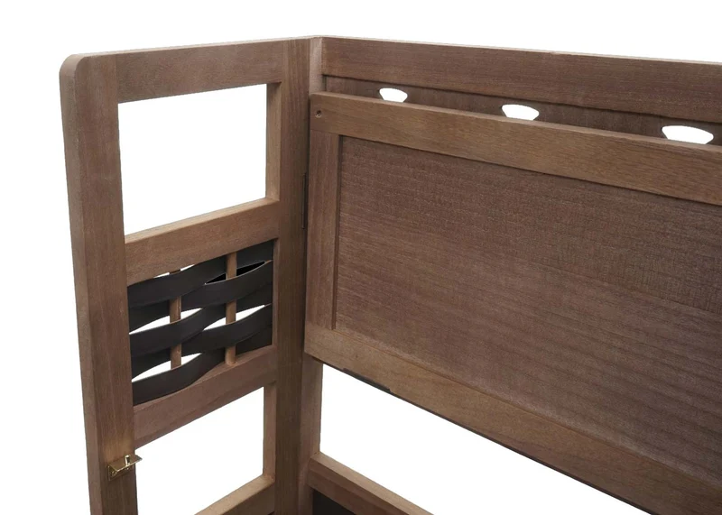 Étagère sur pied pliable 4 niveaux cadre en bois tissage en polyrotin 110 cm marron foncé 04_0008646
