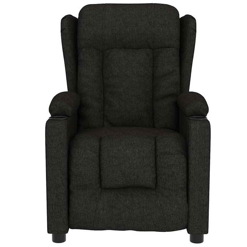 Fauteuil de relaxation avec fonction d'inclinaison électrique 6 points de massage en tissu noir DEC029308