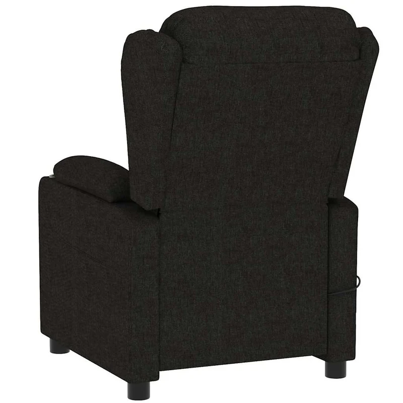Fauteuil de relaxation avec fonction d'inclinaison électrique 6 points de massage en tissu noir DEC029308