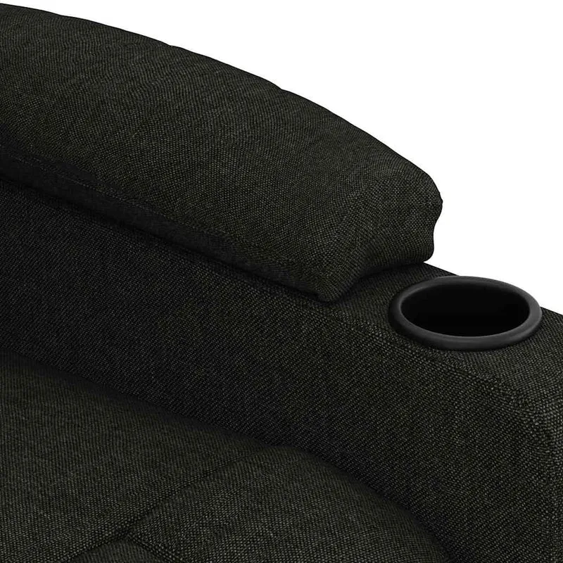 Fauteuil de relaxation avec fonction d'inclinaison électrique 6 points de massage en tissu noir DEC029308