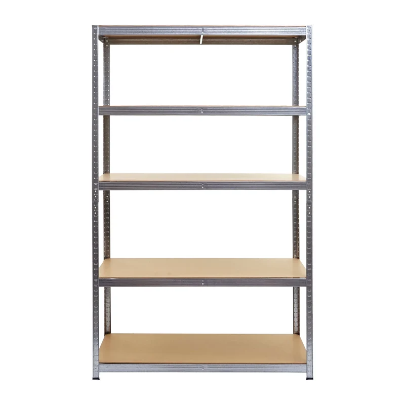 Étagère pour charges lourdes rangement cave enfichable acier 5 niveaux en métal galvanisées et MDF 200x120x60 cm 04_0008687