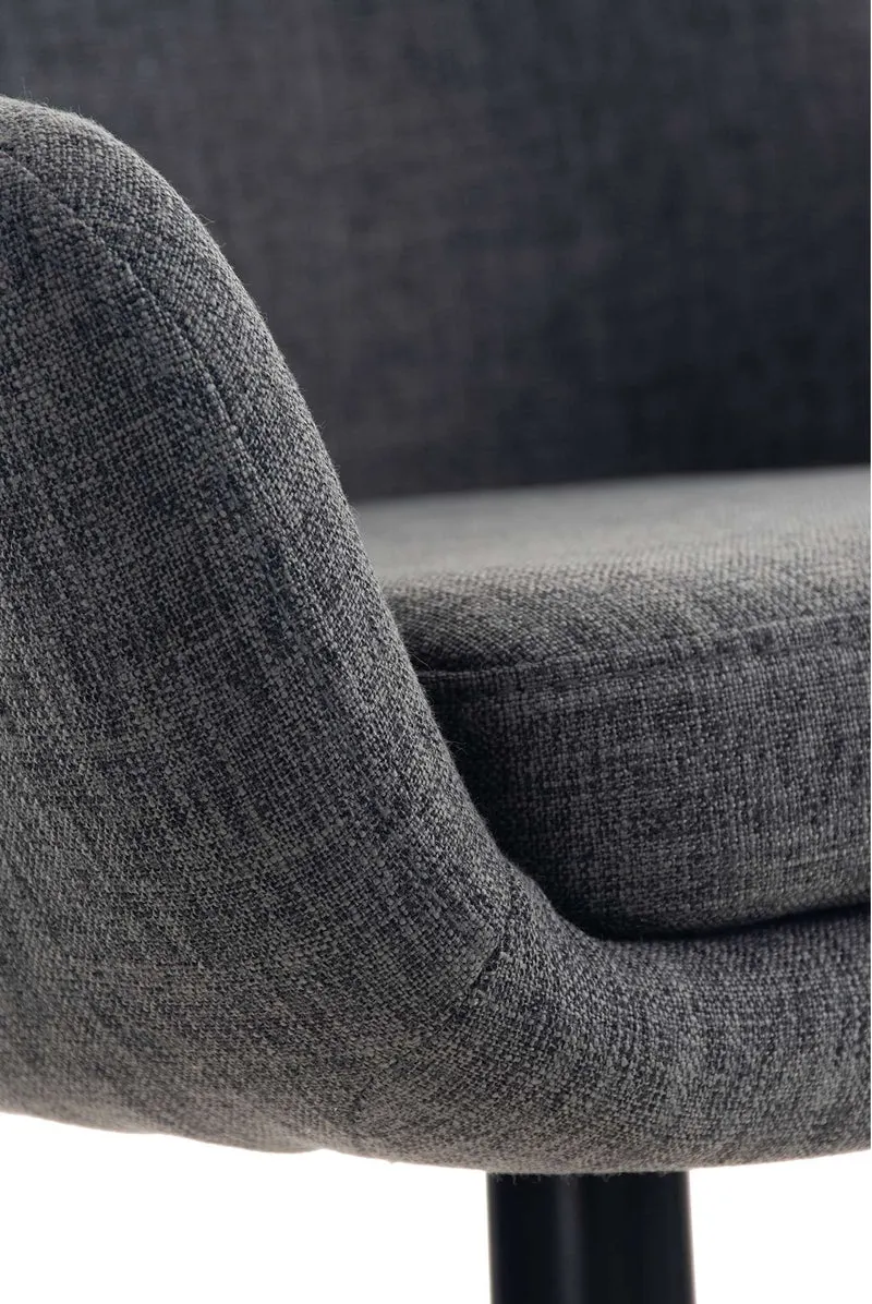 Tabouret de bar lounge x1 design scandinave assise en tissu gris foncé pieds en bois repose-pieds en métal 10_0004923