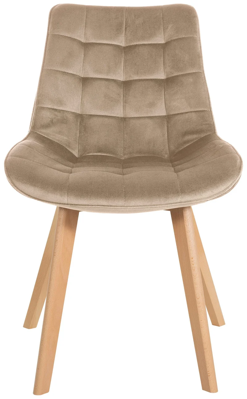 Lot de 2 chaises de salle à manger en tissu velours marron clair et pieds en bois clair 10_0001679
