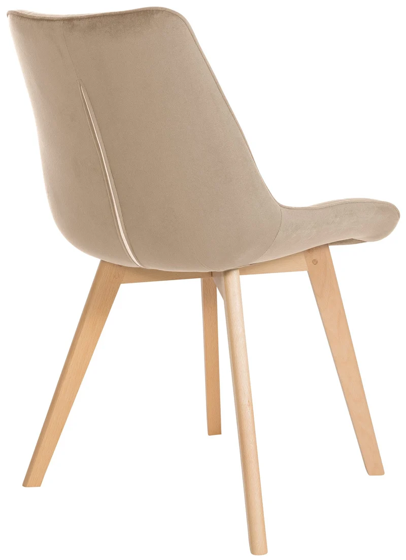 Lot de 2 chaises de salle à manger en tissu velours marron clair et pieds en bois clair 10_0001679