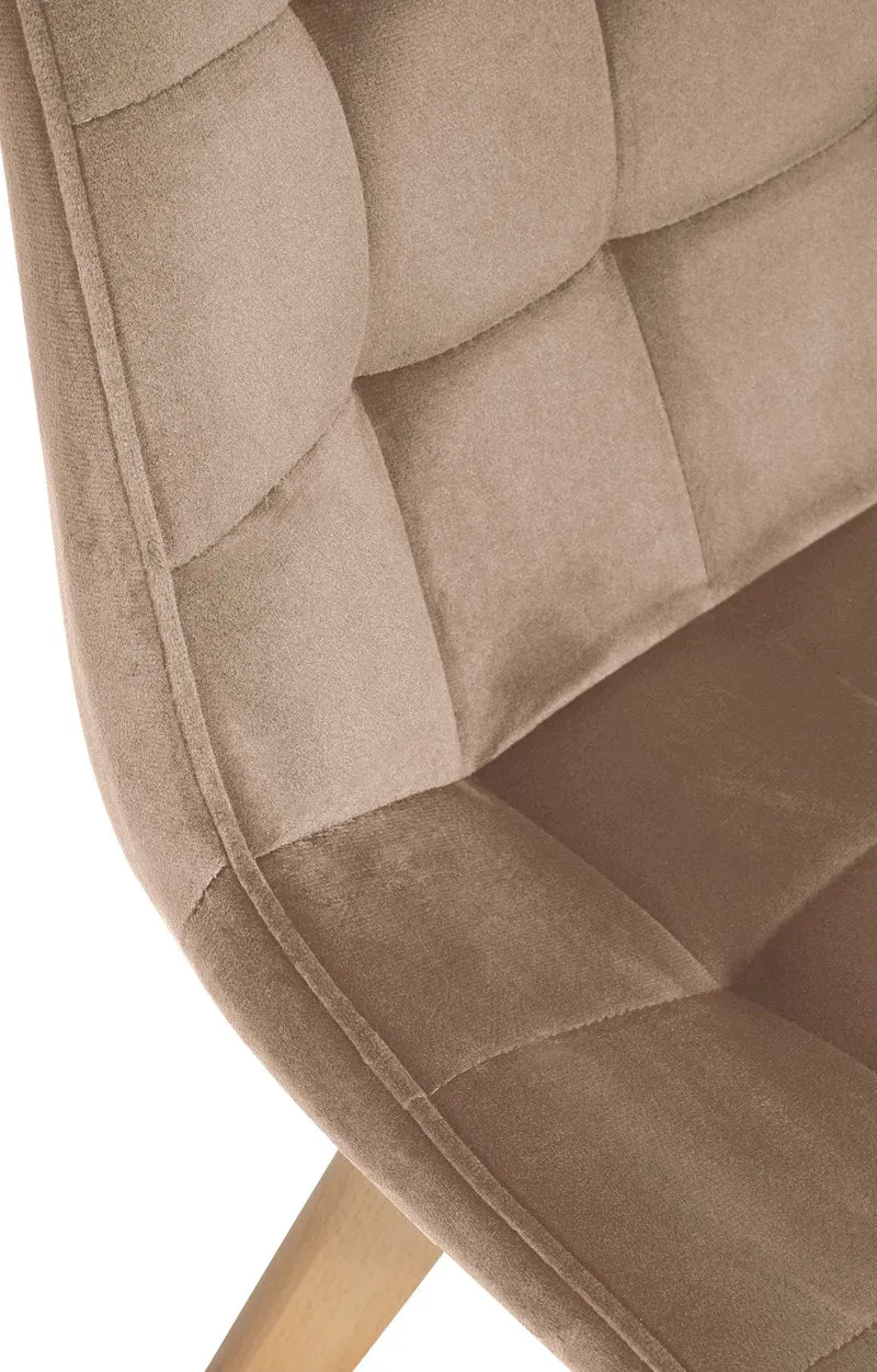Lot de 2 chaises de salle à manger en tissu velours marron clair et pieds en bois clair 10_0001679