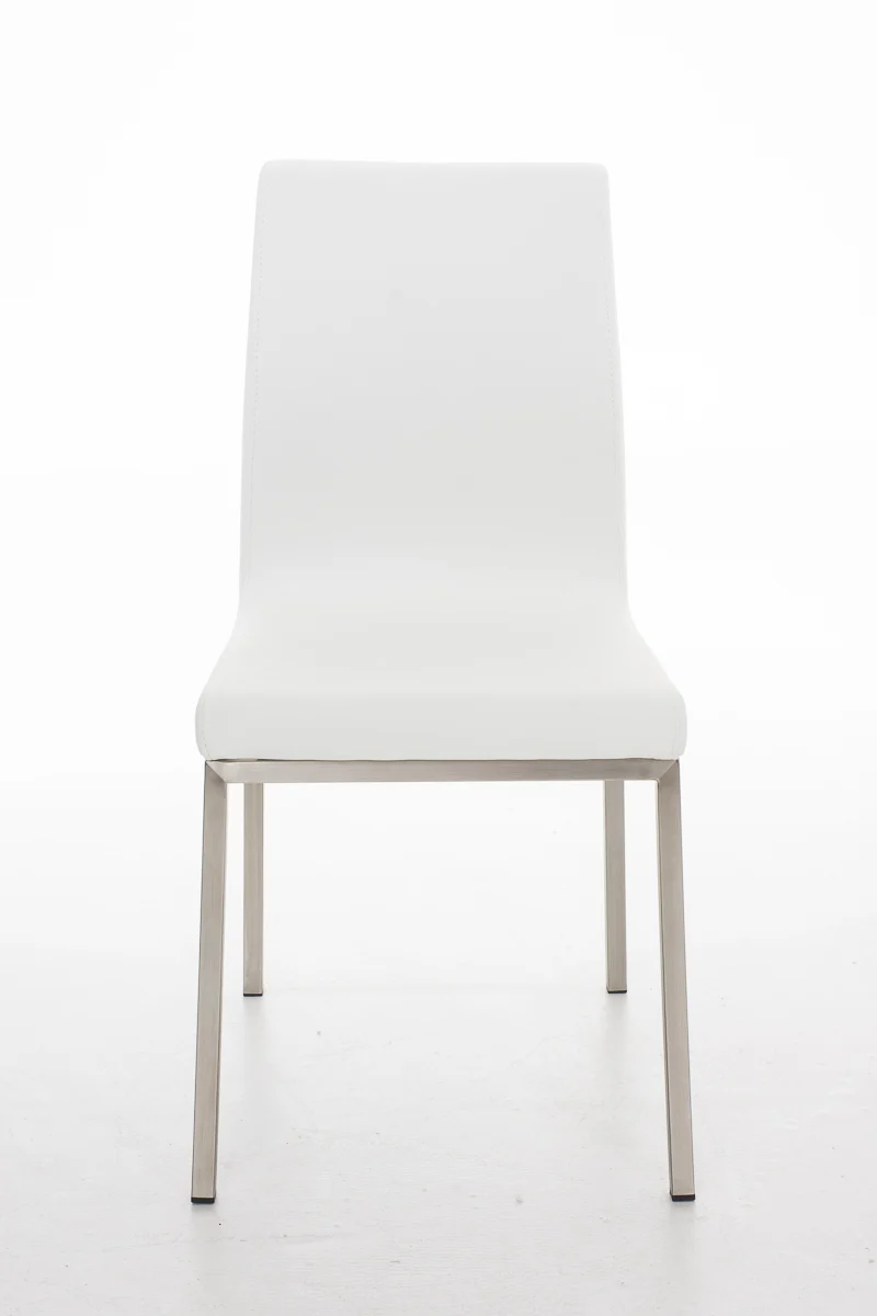 Chaise de salle à manger x1 style épuré en PVC blanc et acier inoxydable 10_0002006