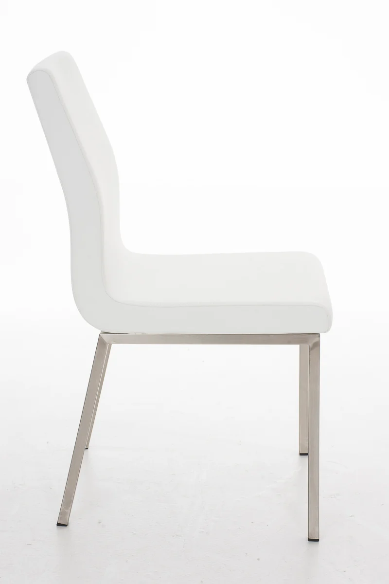 Chaise de salle à manger x1 style épuré en PVC blanc et acier inoxydable 10_0002006