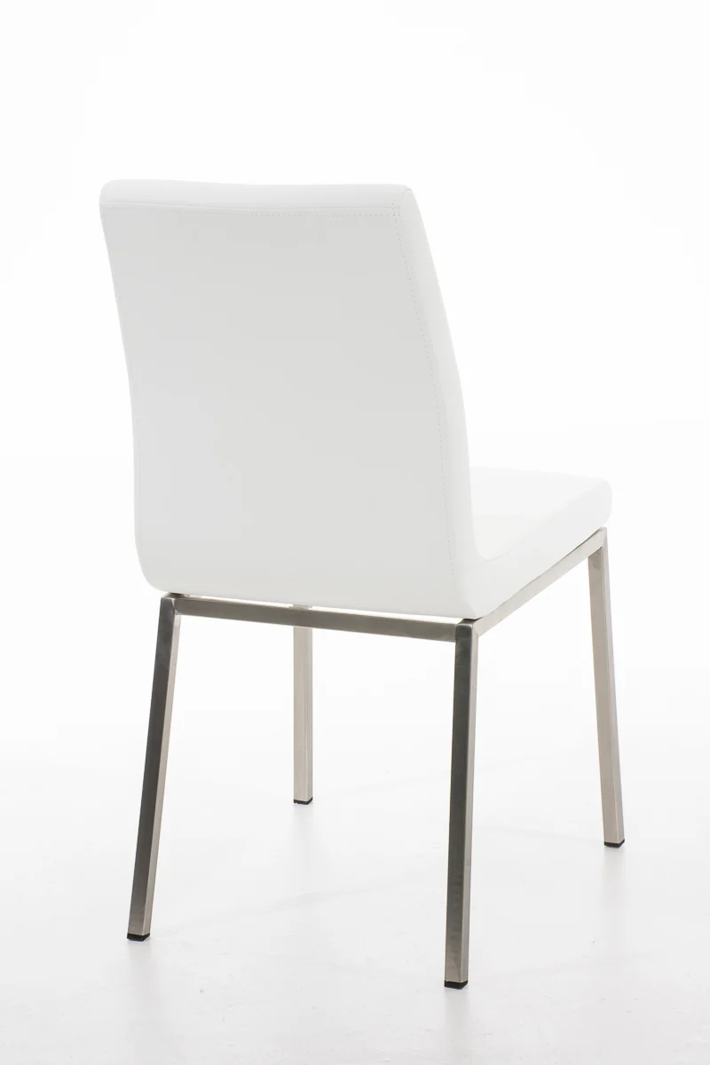 Chaise de salle à manger x1 style épuré en PVC blanc et acier inoxydable 10_0002006
