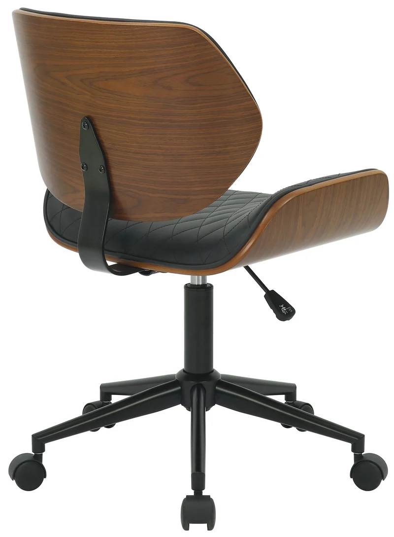 Chaise de bureau similicuir design et confortable revêtement en synthétique noir et bois cadre en métal noir BUR10680