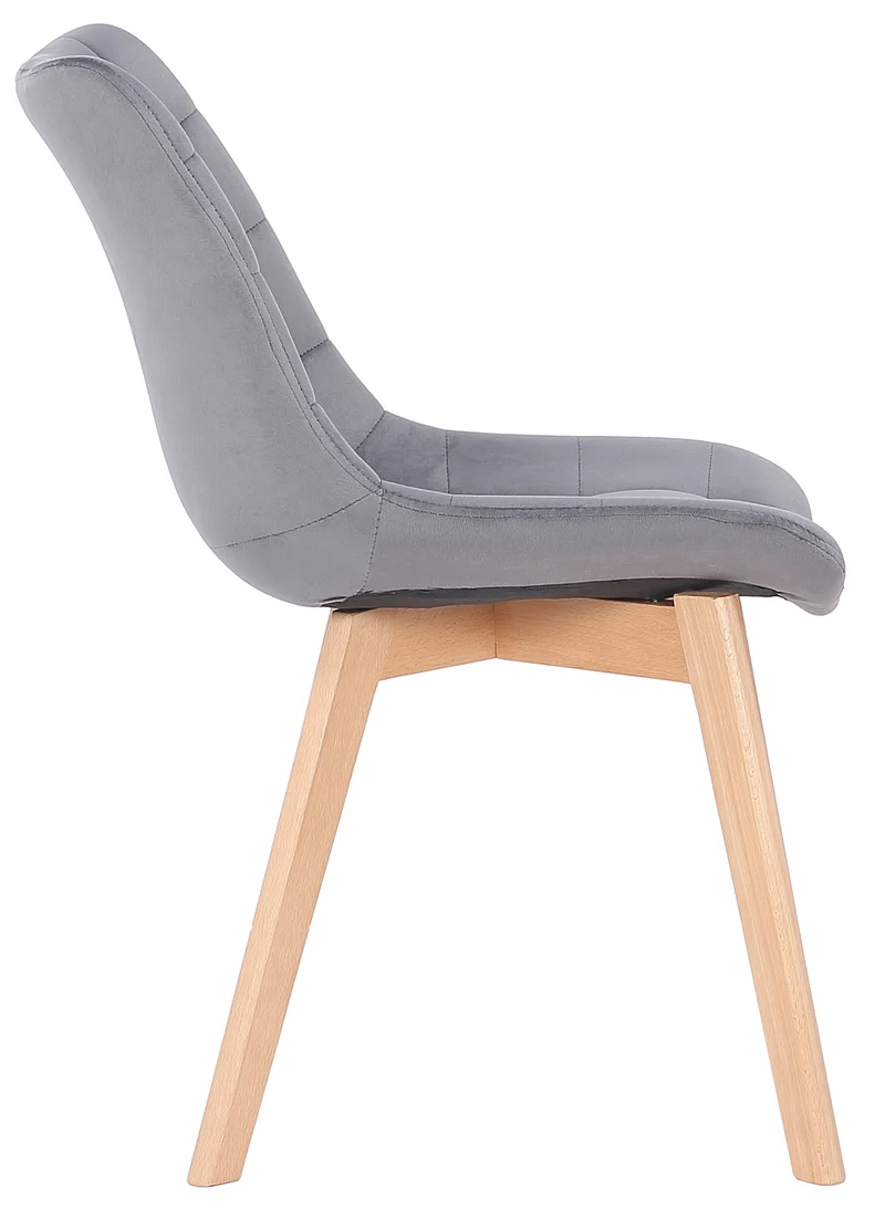 Chaise de salle à manger x1 rembourrage généreux en velours gris piètement en bois 10_0002083