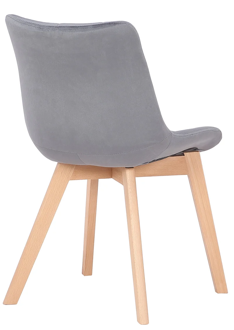 Chaise de salle à manger x1 rembourrage généreux en velours gris piètement en bois 10_0002083