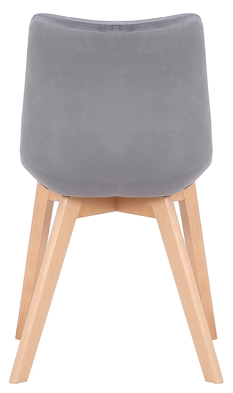 Chaise de salle à manger x1 rembourrage généreux en velours gris piètement en bois 10_0002083