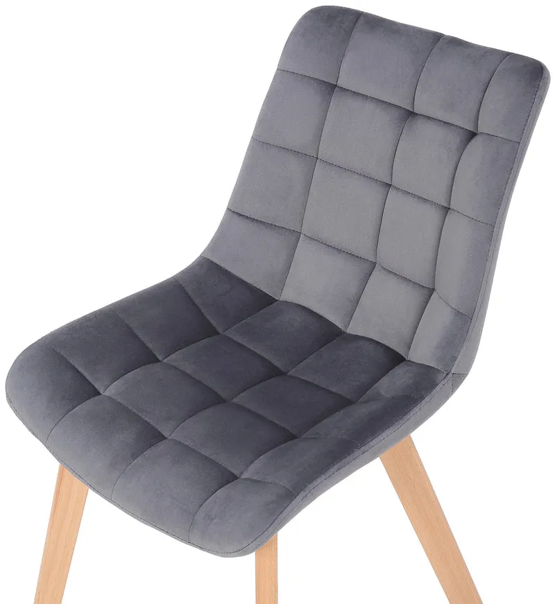 Chaise de salle à manger x1 rembourrage généreux en velours gris piètement en bois 10_0002083