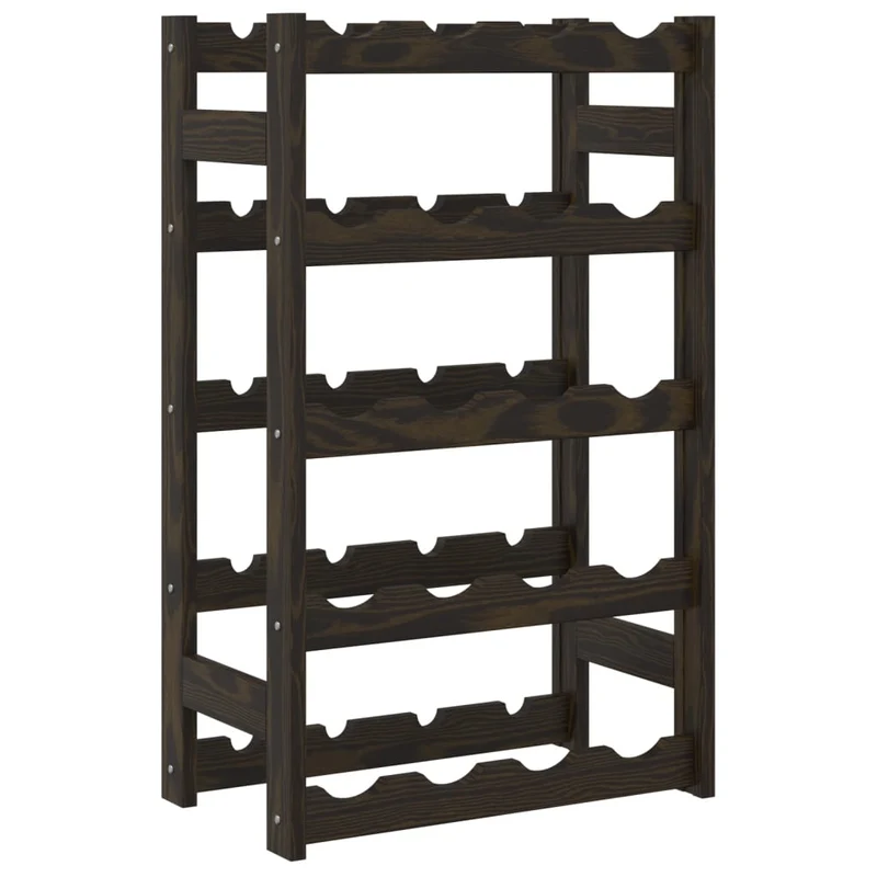 Casier range bouteilles étagère de rangement vin pour 20 bouteilles 5 niveaux en bois pin noir DEC024305